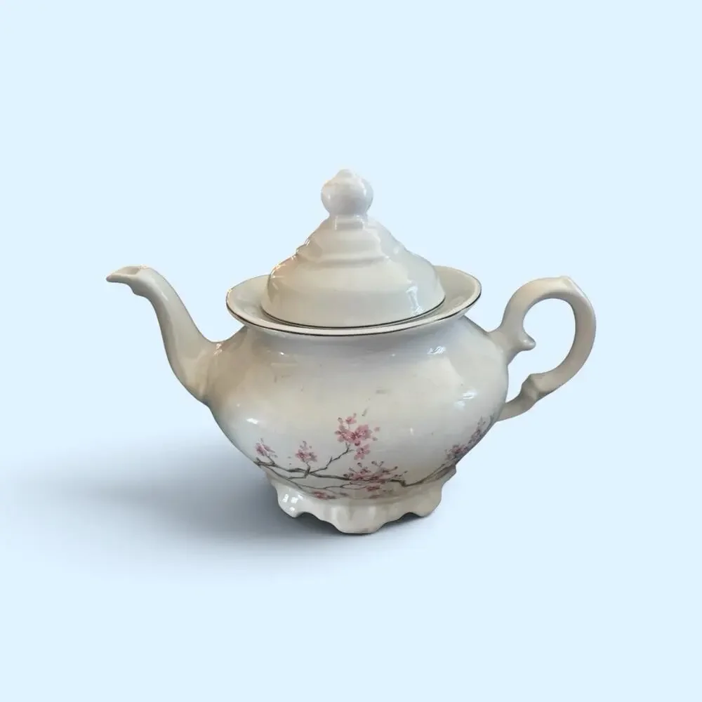 Vintage Porcelana Schmidt Brasil Ceramic Teapot Floral Design